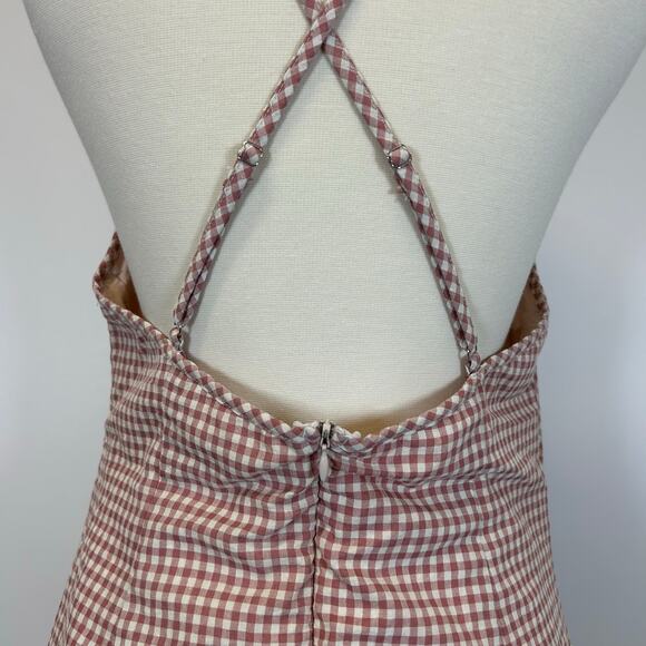 Lulus Summery Little Thing Pink Gingham Sleeveless Ruched Mini Dress Size L - Picture 5 of 12